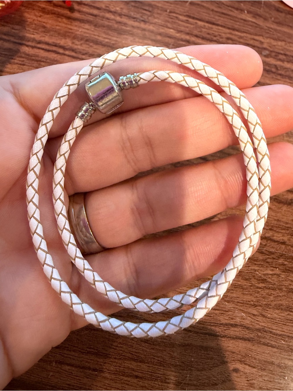 Kohl's White Braided Wrap Bracelet with Silver-Tone Clasp